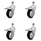 Service Caster 4 Inch Black Polyurethane Swivel 12mm Stem Caster Set with Total Lock Brake SCC-TSTTL20S414-PPUB-BLK-M1215-4 - alternate 1